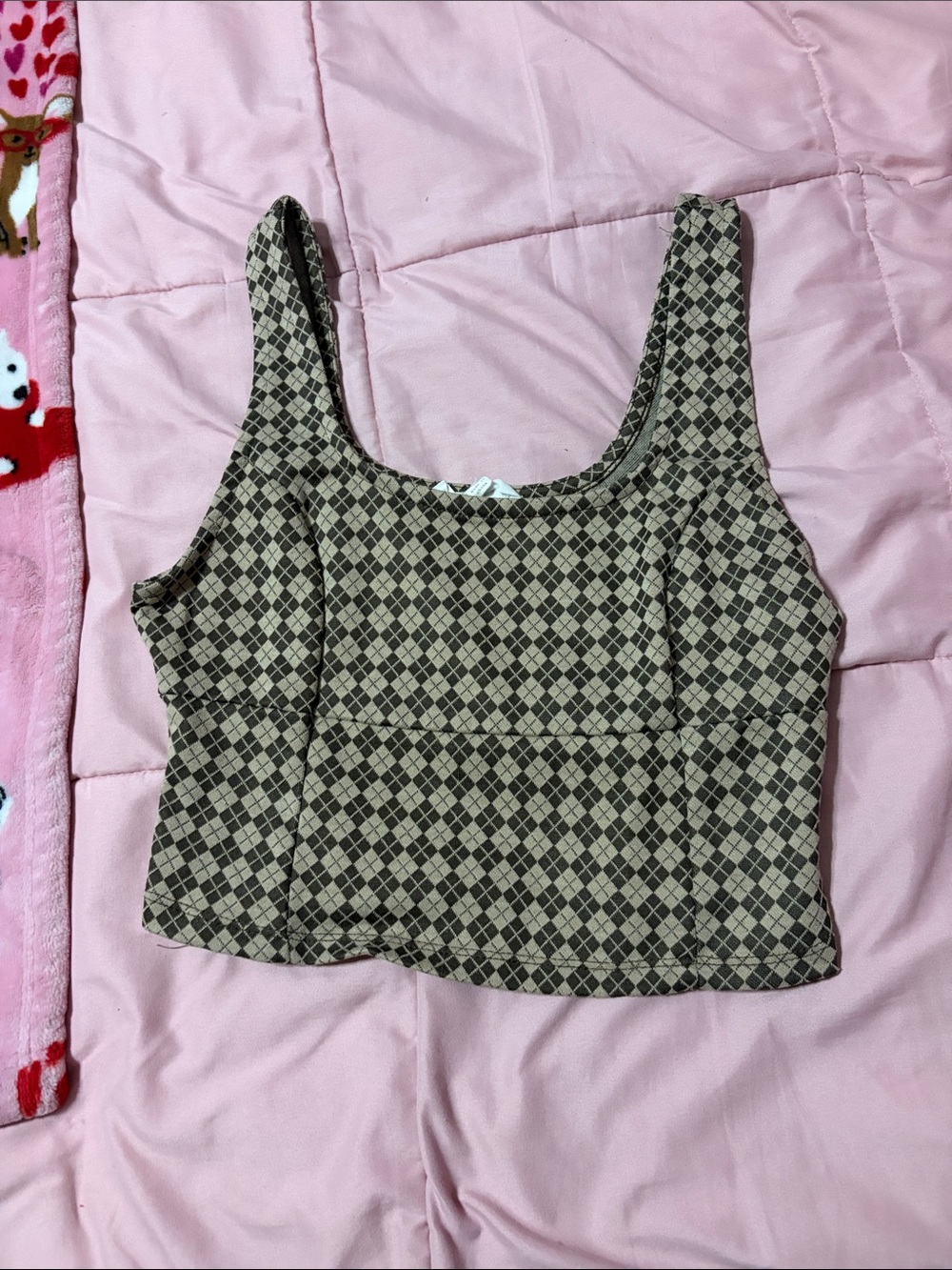 Brown checkered Crop Tank Top